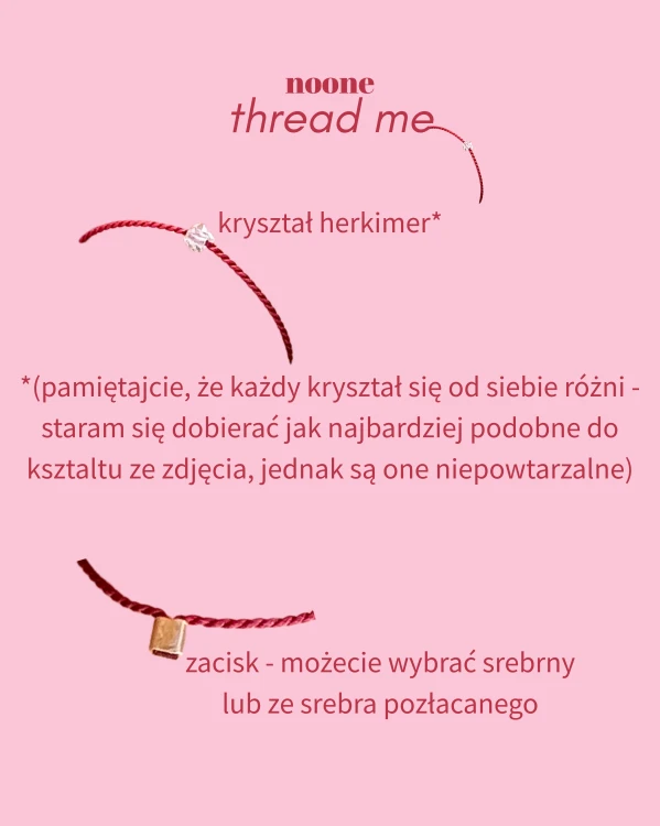 pierścionek thread me to kryształ herkimer zawleczony na jedwabnej nici o grubości 0,5 mm, zakończony srebrnym pozłacanym zaciskiem (możliwość zamówienia wersji srebrnej bez pozłacania) – kopia.png